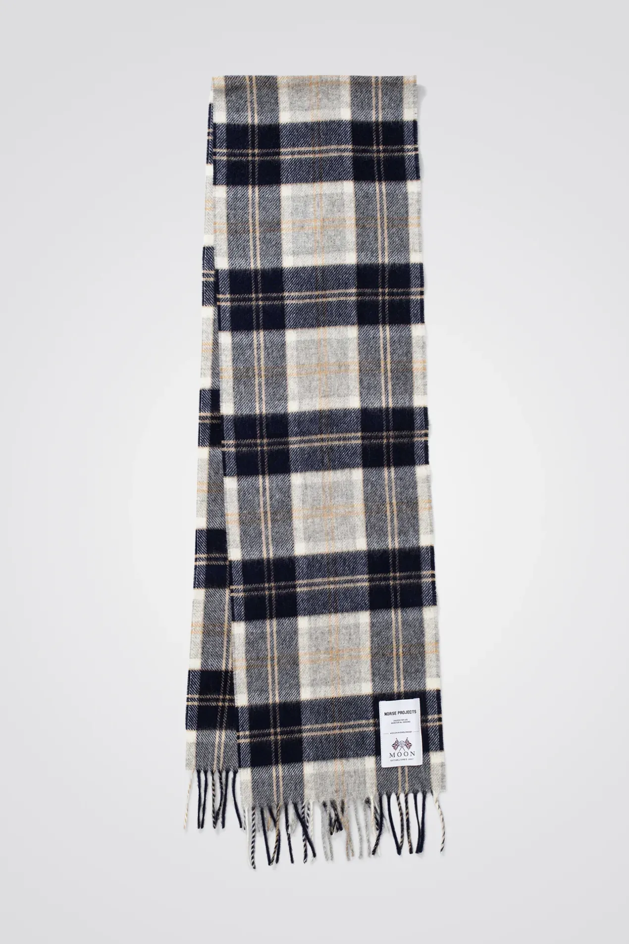 moon_checked_lambswool_scarf_1.webp Norse Projects ACCESSORIES^Moon Checked Lambswool Scarf Navy