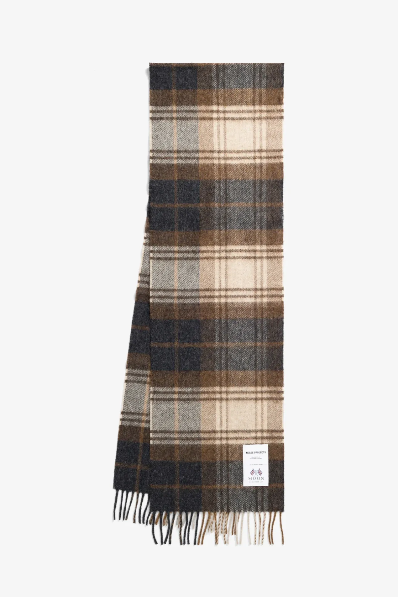 moon_checked_merino_lambswool_scarf_1.webp Norse Projects ACCESSORIES^Moon Checked Merino Lambswool Scarf Taupe