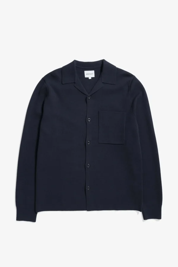 Norse Projects KNITWEAR^Nicolai Merino Cotton Milano Jacket Dark Navy