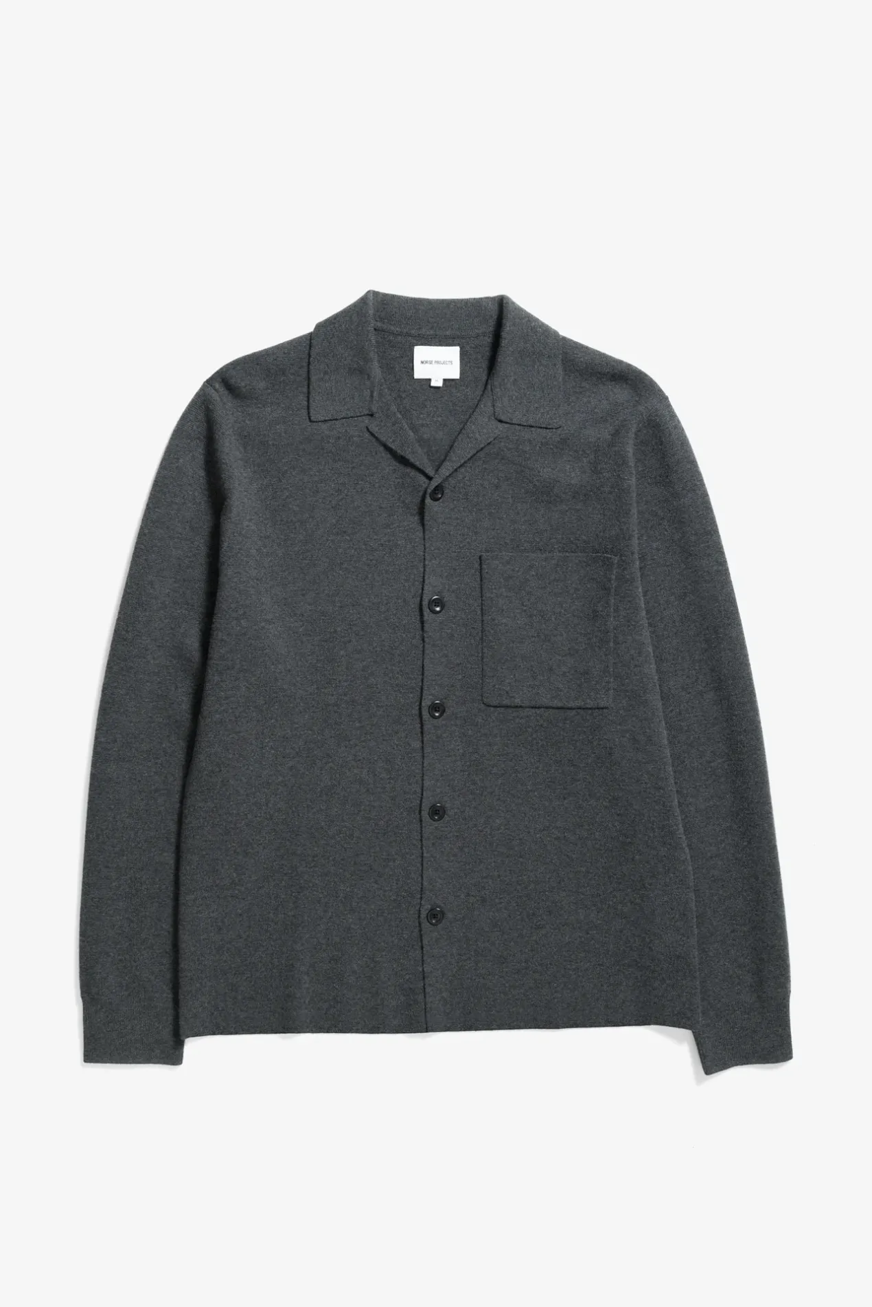 nicolai_merino_cotton_milano_jacket_0.webp Norse Projects KNITWEAR^Nicolai Merino Cotton Milano Jacket Dark Grey Melange