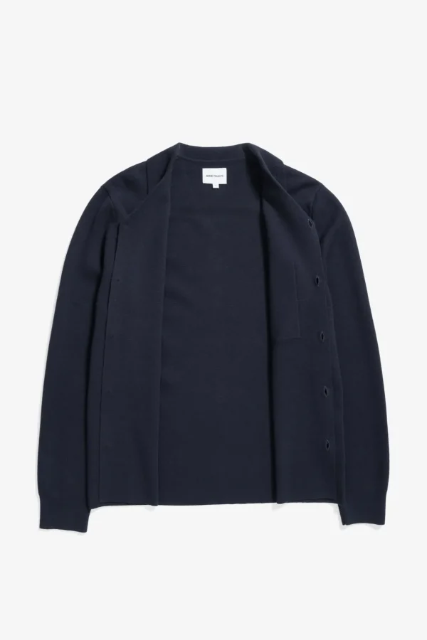 Norse Projects KNITWEAR^Nicolai Merino Cotton Milano Jacket Dark Navy