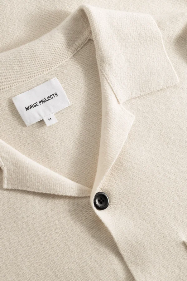 Norse Projects KNITWEAR^Nicolai Merino Cotton Milano Jacket Enamel White