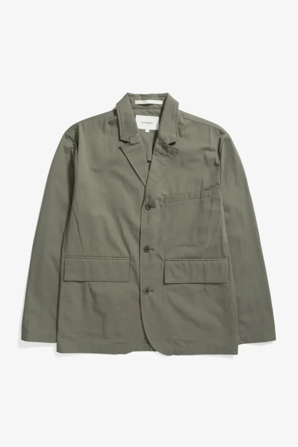 Norse Projects OVERSHIRTS | OUTERWEAR^Nilas Fine Broken Twill Work Jacket Sediment Green