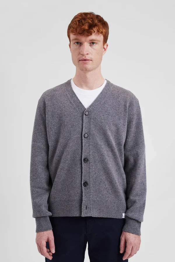 Norse Projects KNITWEAR^Norse Standard Merino Lambswool Cardigan Grey Melange