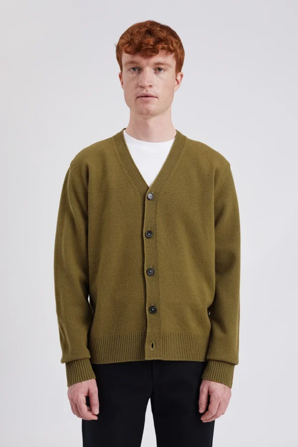 Norse Projects KNITWEAR^Norse Standard Merino Lambswool Cardigan Sitka Green