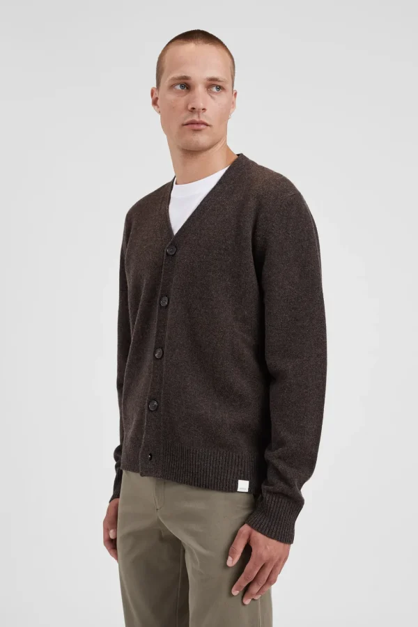 Norse Projects KNITWEAR^Norse Standard Merino Lambswool Cardigan Heathland Brown