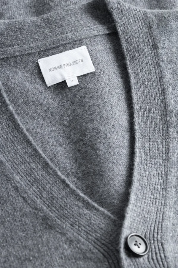 Norse Projects KNITWEAR^Norse Standard Merino Lambswool Cardigan Grey Melange
