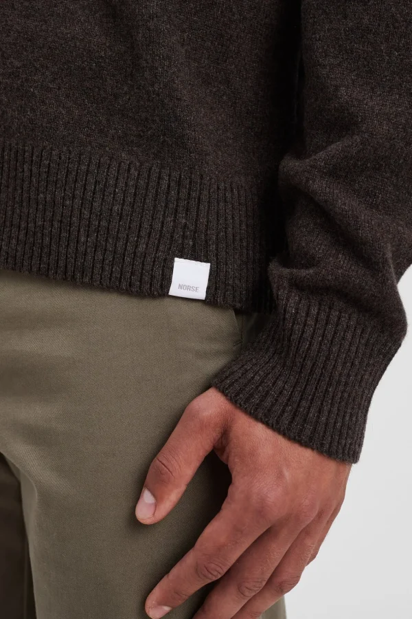 Norse Projects KNITWEAR^Norse Standard Merino Lambswool Cardigan Heathland Brown