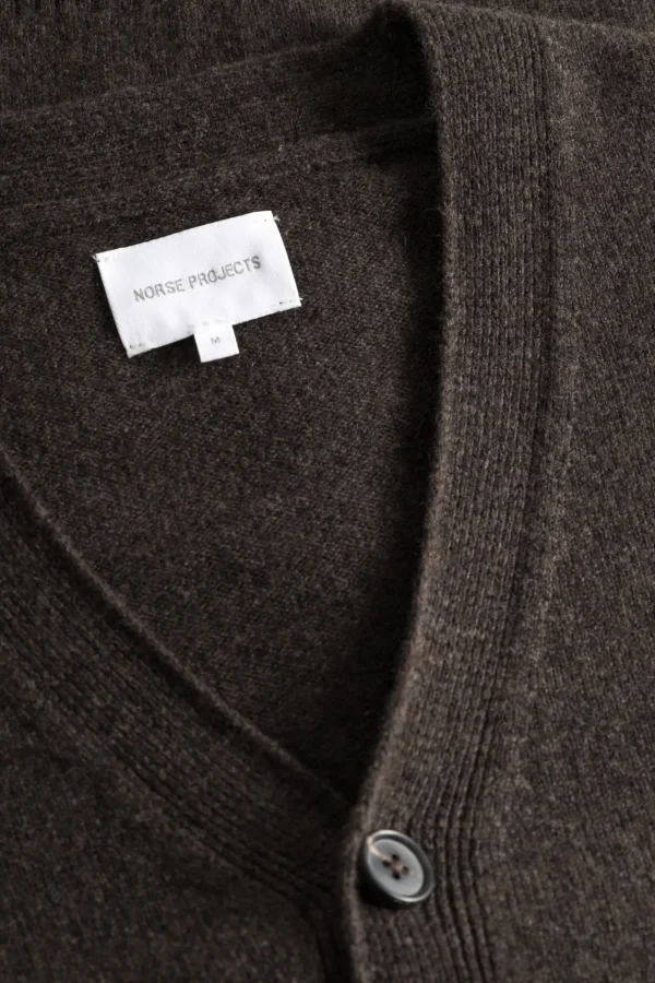 Norse Projects KNITWEAR^Norse Standard Merino Lambswool Cardigan Heathland Brown