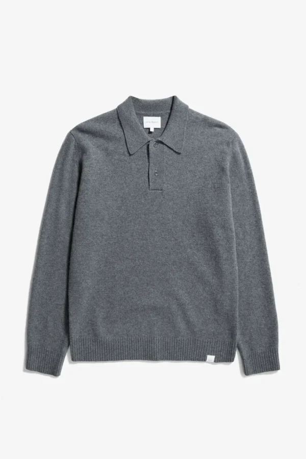 Norse Projects KNITWEAR^Norse Standard Merino Lambswool Polo Grey Melange