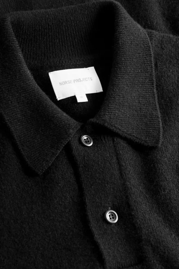 Norse Projects KNITWEAR^Norse Standard Merino Lambswool Polo Black