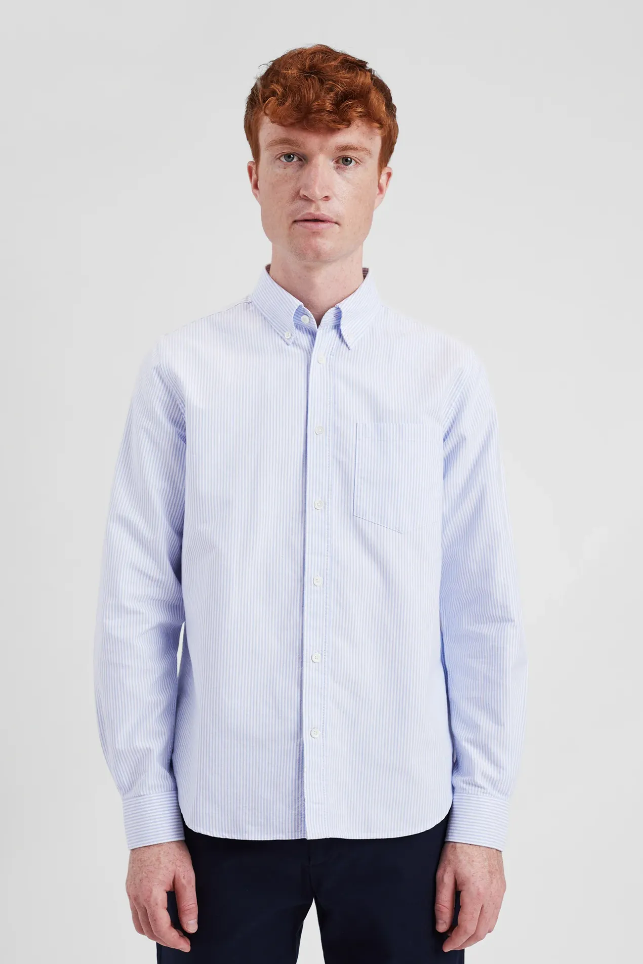 norse_standard_oxford_bd_shirt_2-2.webp Norse Projects SHIRTING^Norse Standard Oxford BD Shirt Pale Blue Stripe
