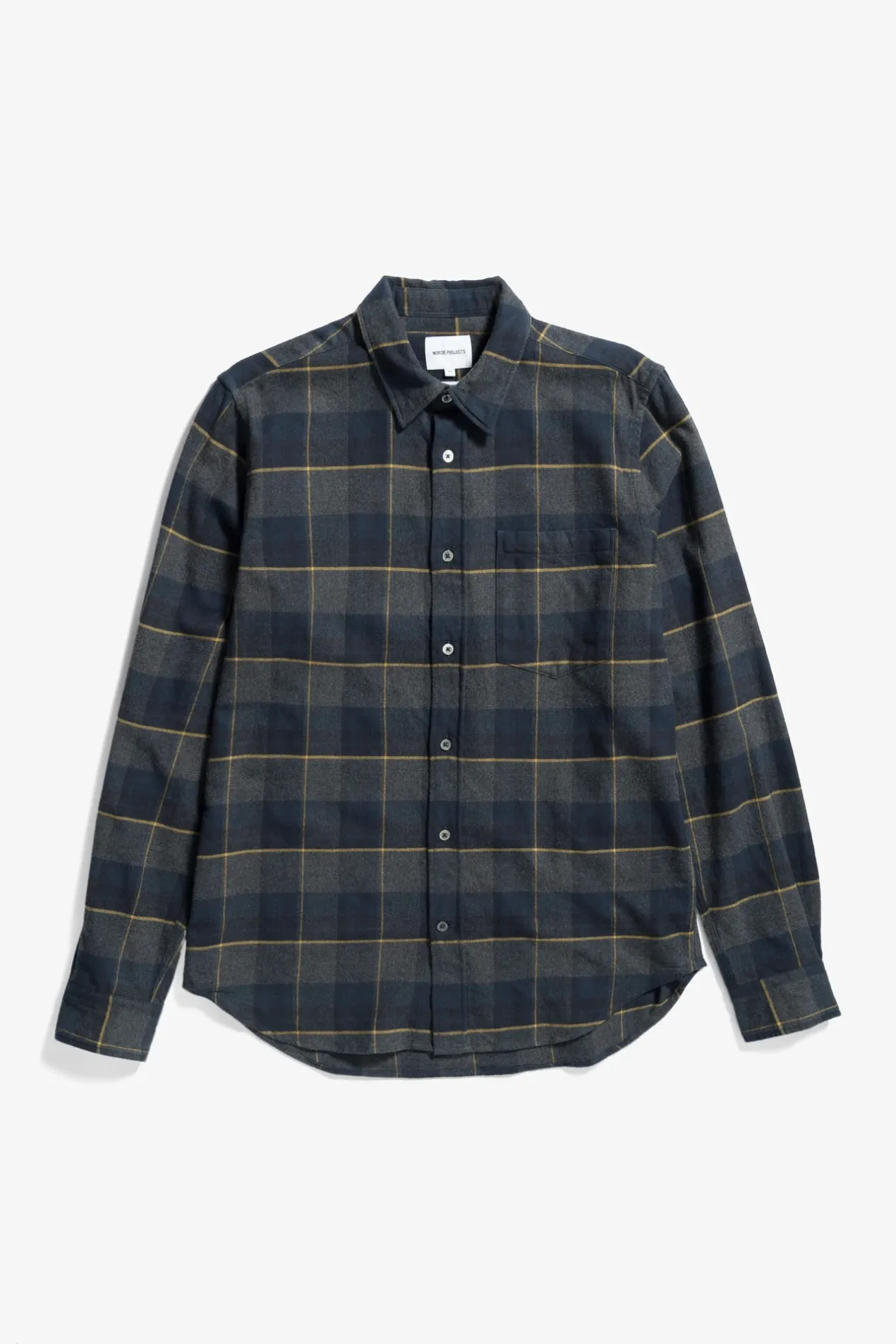 osvald_flannel_check_shirt_0-2.webp Norse Projects SHIRTING^Osvald Flannel Check Shirt Dark Navy