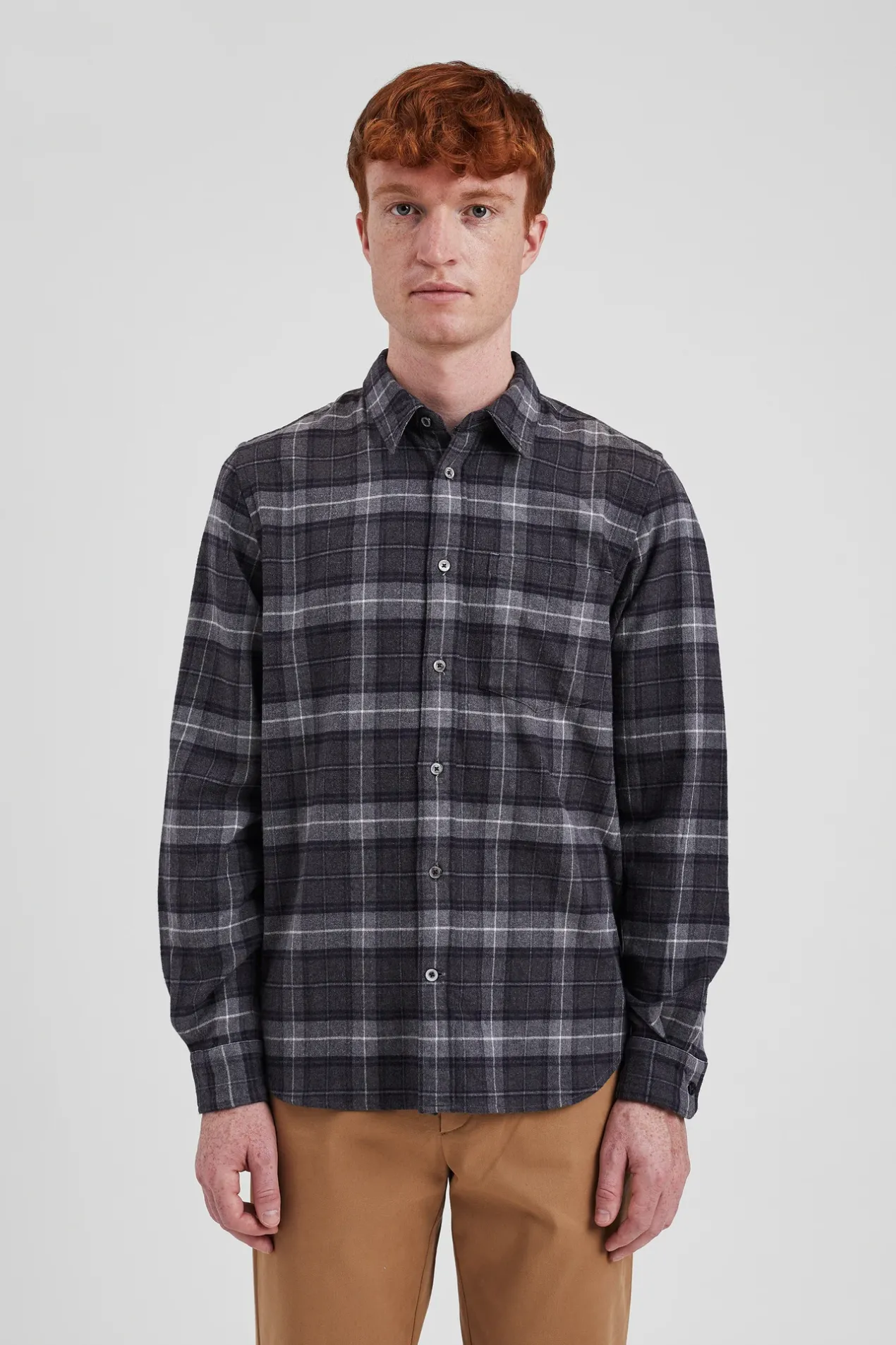 osvald_flannel_check_shirt_2-1.webp Norse Projects SHIRTING^Osvald Flannel Check Shirt Grey Melange