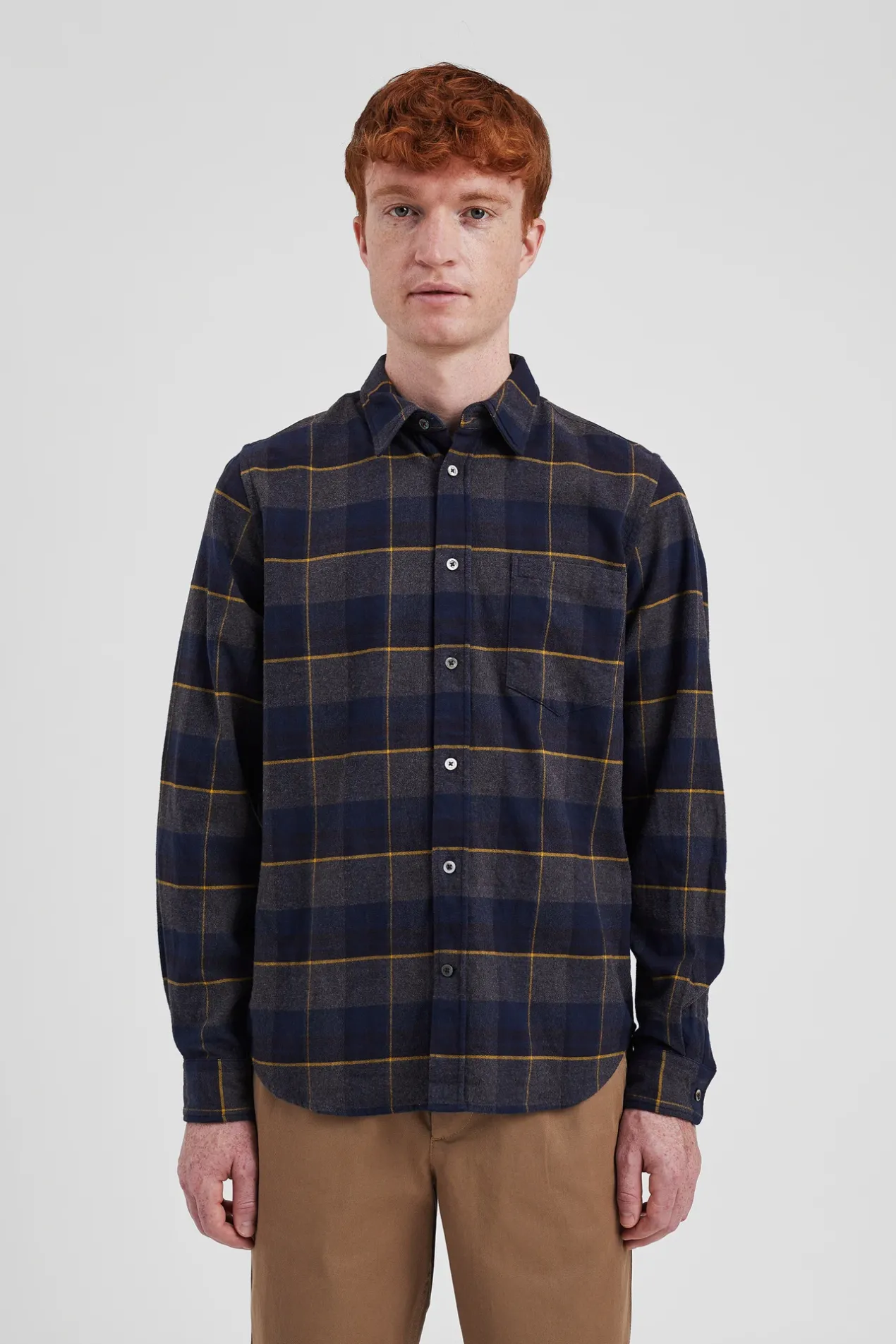 osvald_flannel_check_shirt_2-2.webp Norse Projects SHIRTING^Osvald Flannel Check Shirt Dark Navy