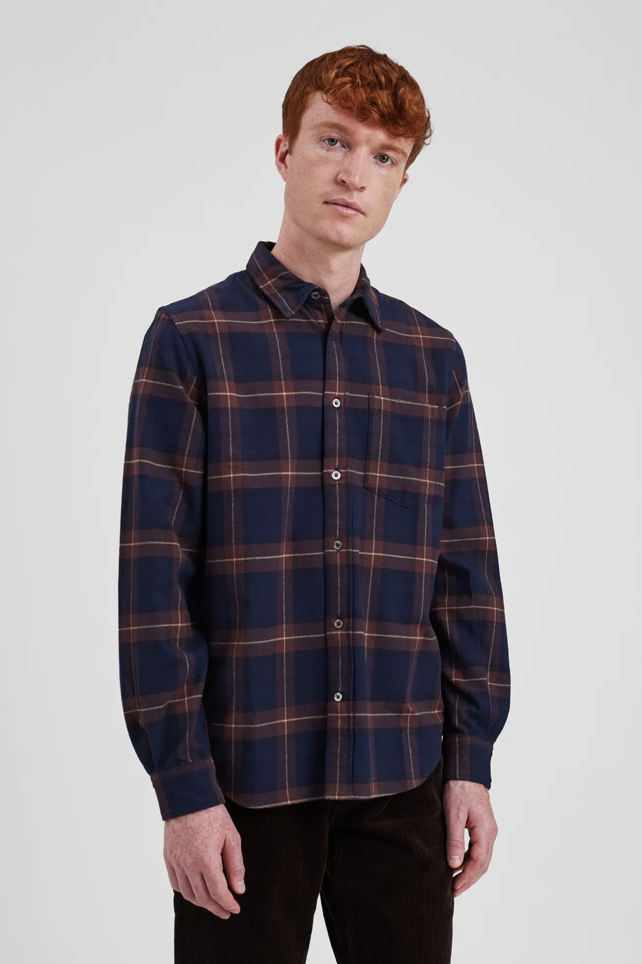 osvald_flannel_check_shirt_2.webp Norse Projects SHIRTING^Osvald Flannel Check Shirt Wine Red