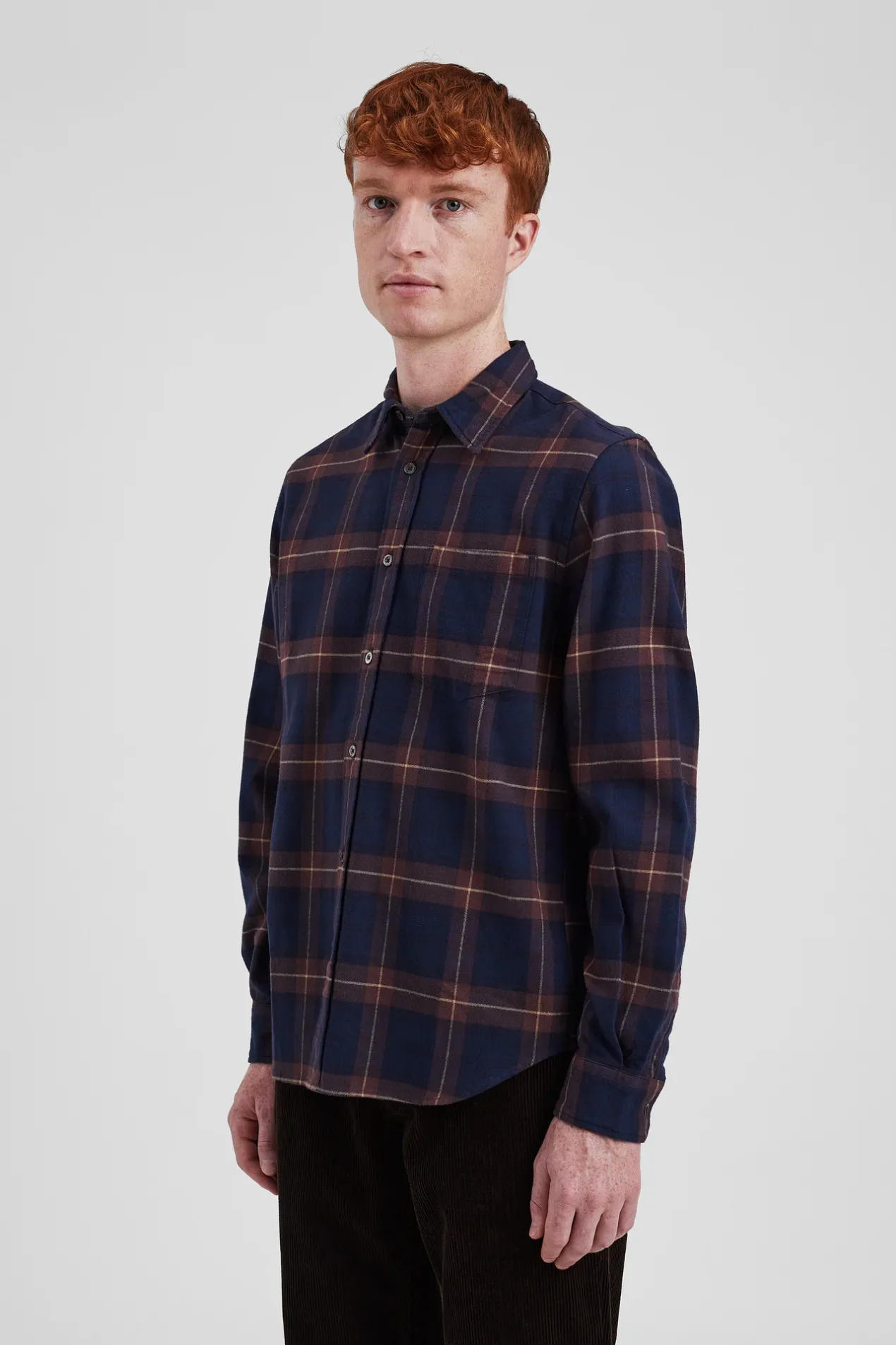osvald_flannel_check_shirt_3.webp Norse Projects SHIRTING^Osvald Flannel Check Shirt Wine Red