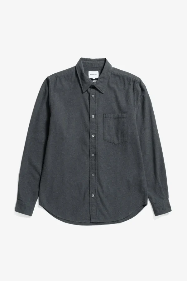 Norse Projects SHIRTING^Osvald Flannel Shirt Charcoal Melange