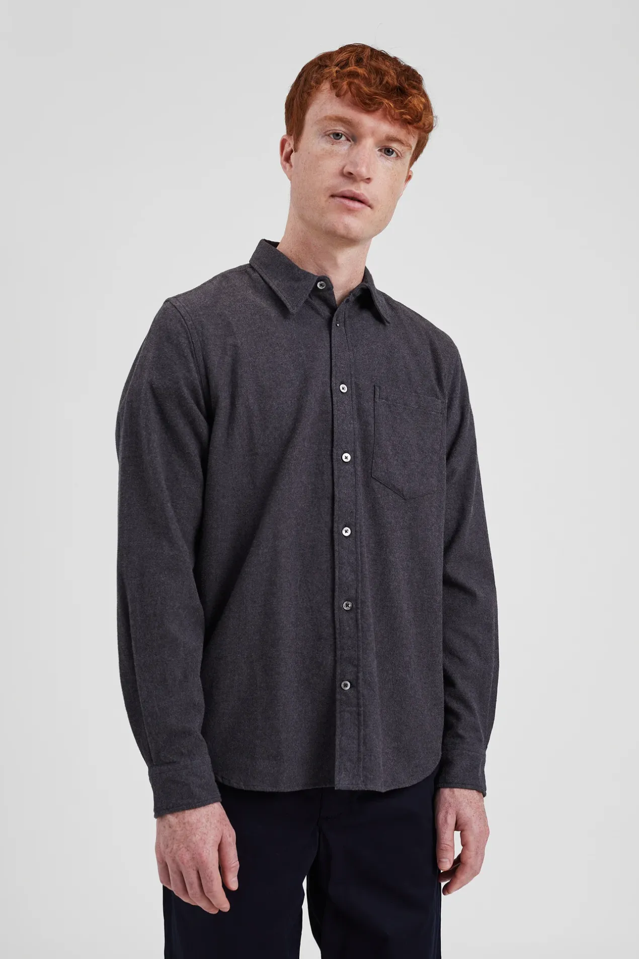 osvald_flannel_shirt_2-1.webp Norse Projects SHIRTING^Osvald Flannel Shirt Charcoal Melange