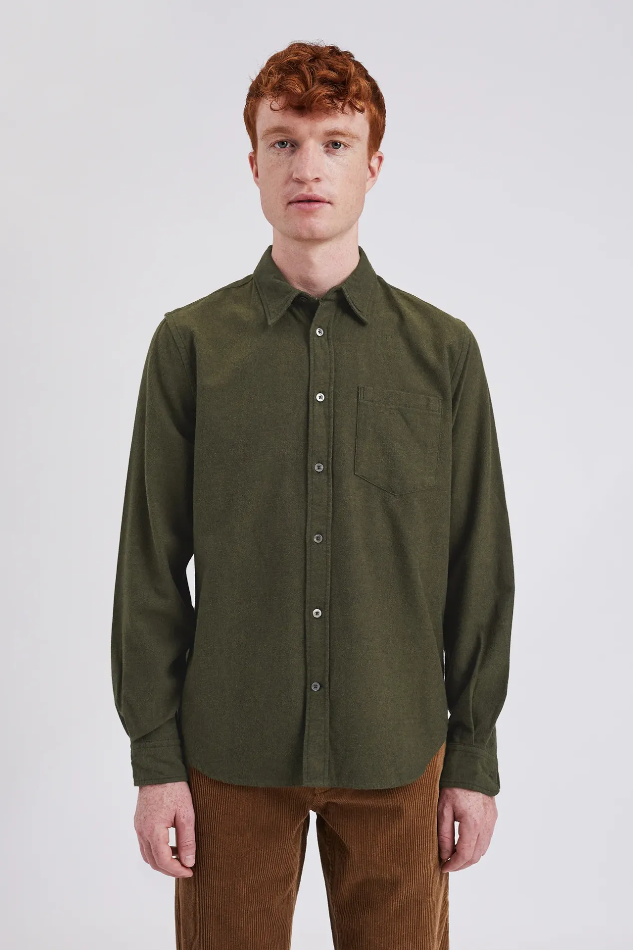 osvald_flannel_shirt_2.webp Norse Projects SHIRTING^Osvald Flannel Shirt Sitka Green