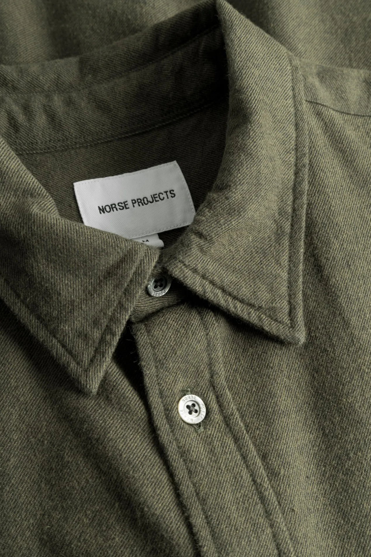 osvald_flannel_shirt_3.webp Norse Projects SHIRTING^Osvald Flannel Shirt Sitka Green