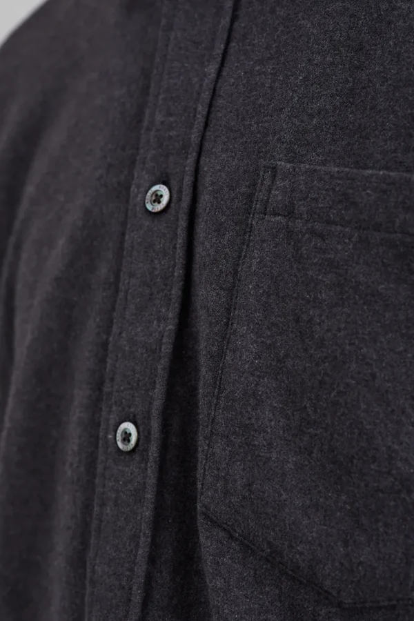 Norse Projects SHIRTING^Osvald Flannel Shirt Charcoal Melange