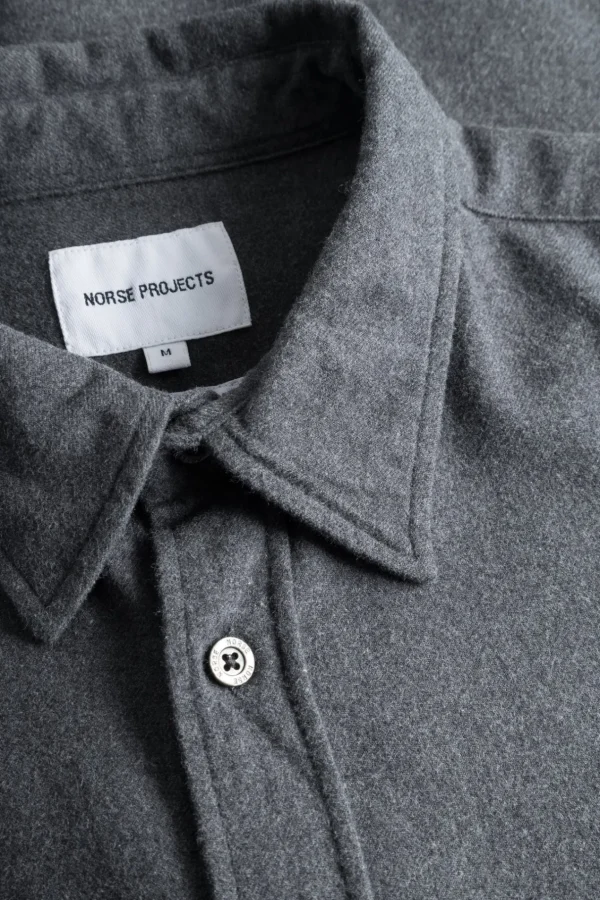 Norse Projects SHIRTING^Osvald Flannel Shirt Charcoal Melange