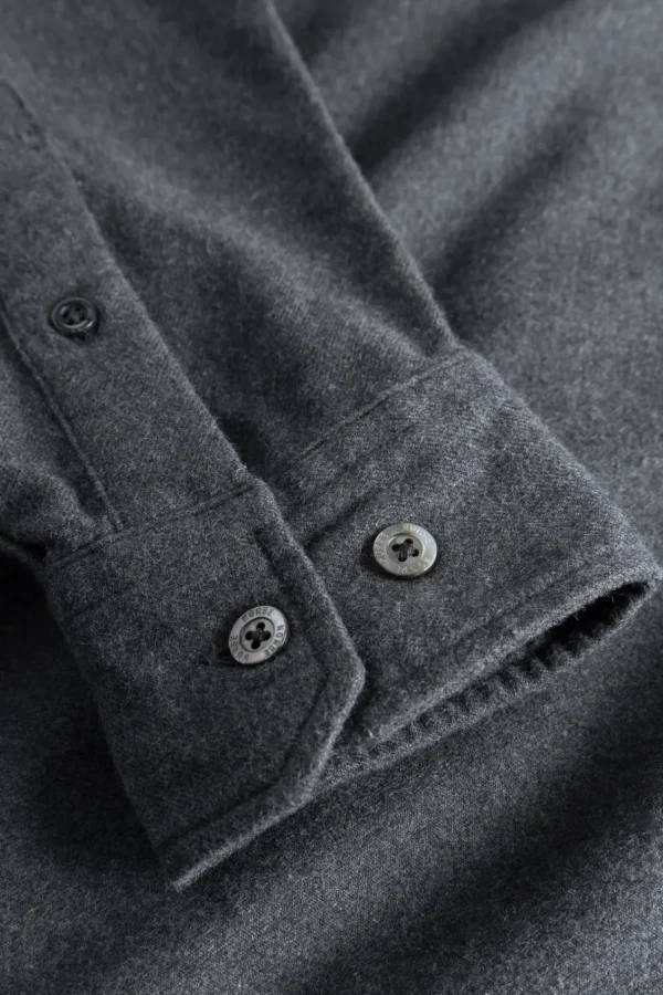 Norse Projects SHIRTING^Osvald Flannel Shirt Charcoal Melange