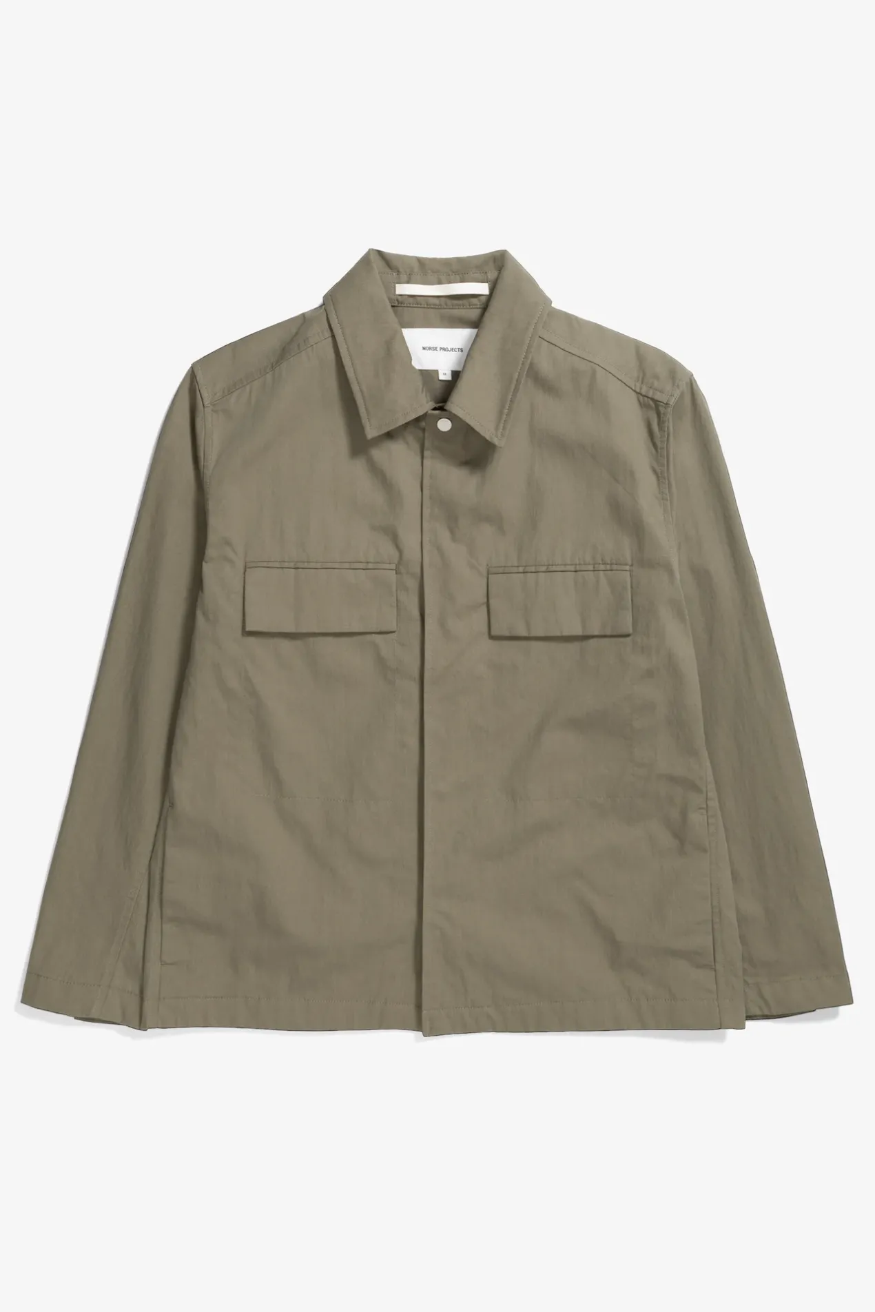 pelle_fine_broken_twill_overshirt_0.webp Norse Projects OVERSHIRTS^Pelle Fine Broken Twill Overshirt Sediment Green