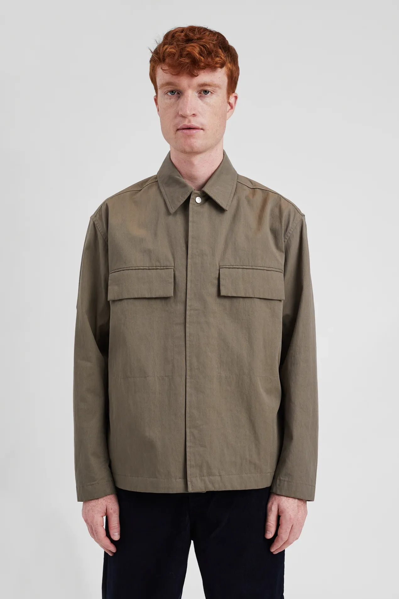 pelle_fine_broken_twill_overshirt_2.webp Norse Projects OVERSHIRTS^Pelle Fine Broken Twill Overshirt Sediment Green