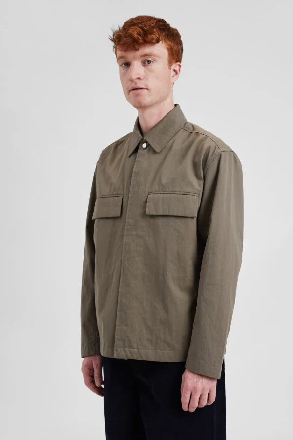 Norse Projects OVERSHIRTS^Pelle Fine Broken Twill Overshirt Sediment Green