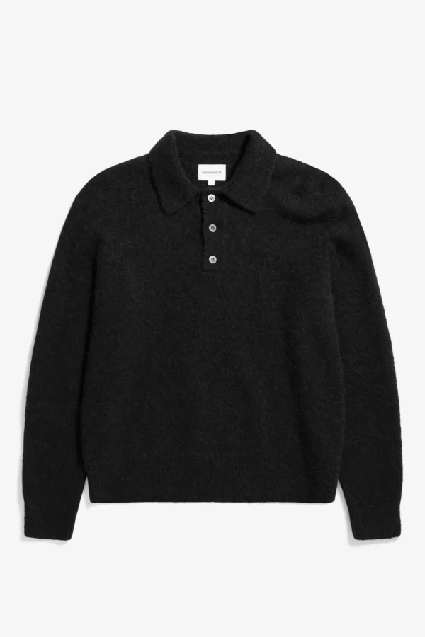 Norse Projects KNITWEAR^Rasmus Relaxed Brushed Polo Black