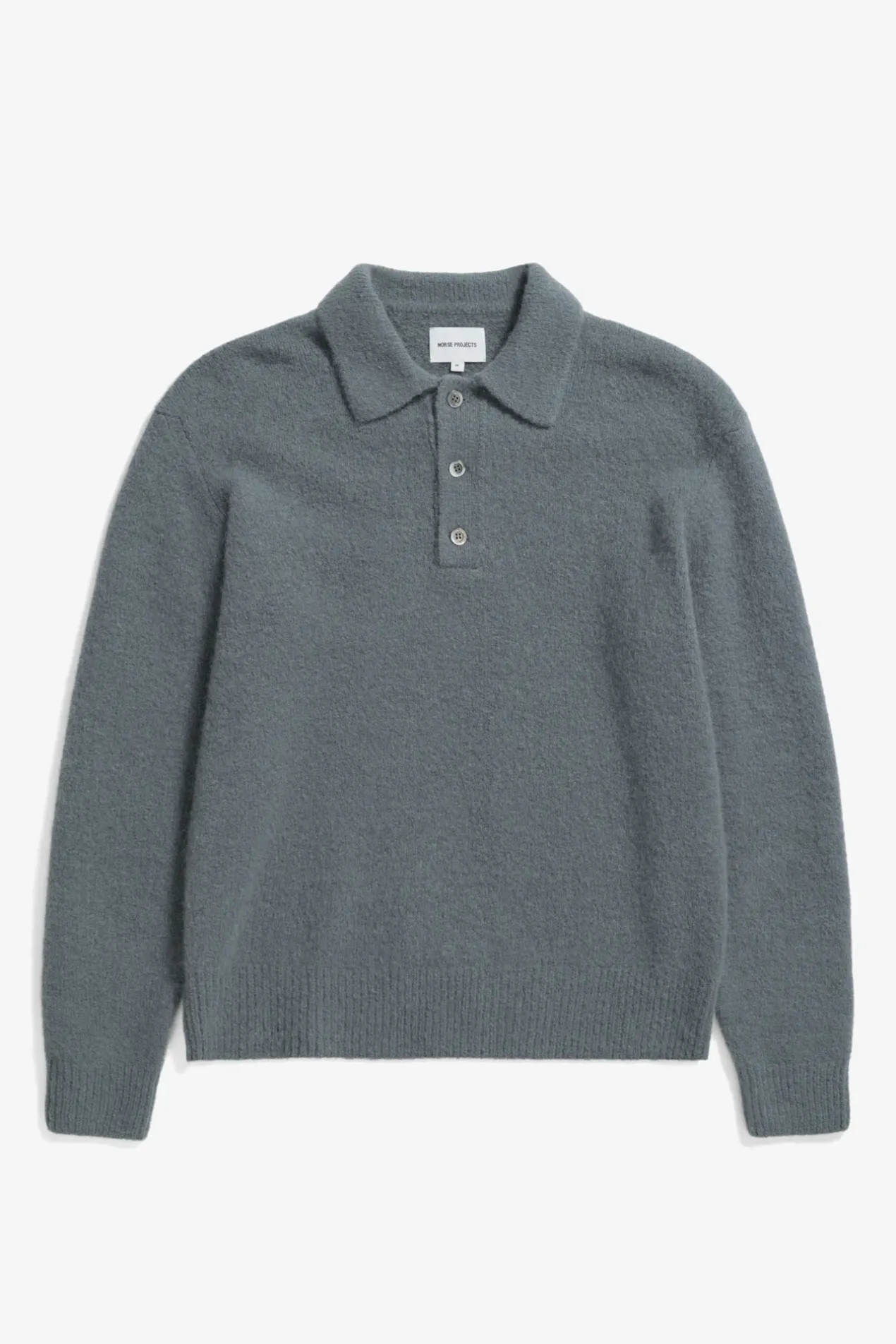 rasmus_relaxed_brushed_polo_0.webp Norse Projects KNITWEAR^Rasmus Relaxed Brushed Polo Mouse Grey
