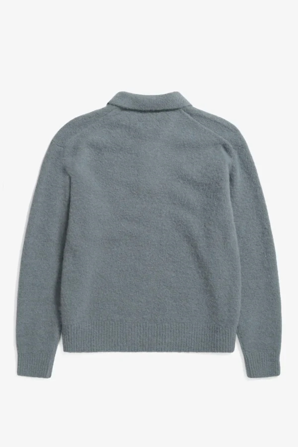 Norse Projects KNITWEAR^Rasmus Relaxed Brushed Polo Mouse Grey