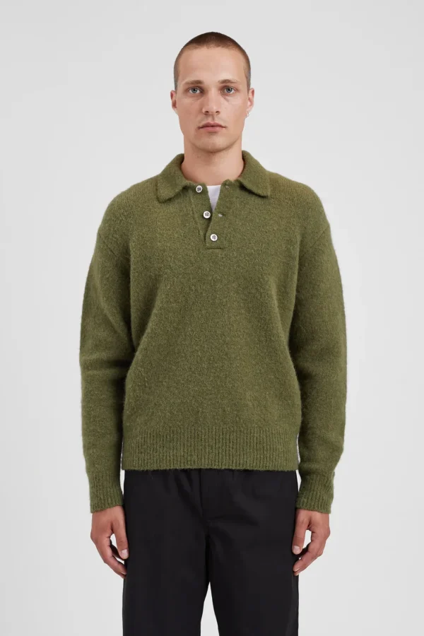 Norse Projects KNITWEAR^Rasmus Relaxed Brushed Polo Ivy Green