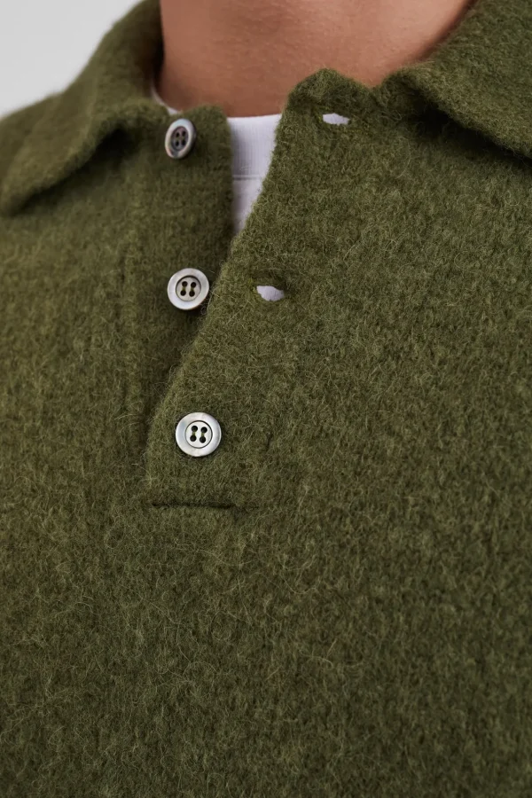 Norse Projects KNITWEAR^Rasmus Relaxed Brushed Polo Ivy Green