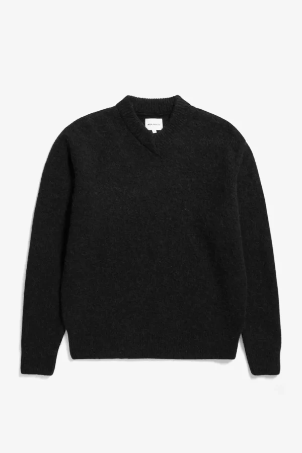 Norse Projects KNITWEAR^Rasmus Relaxed Brushed V-Neck Sweater Black
