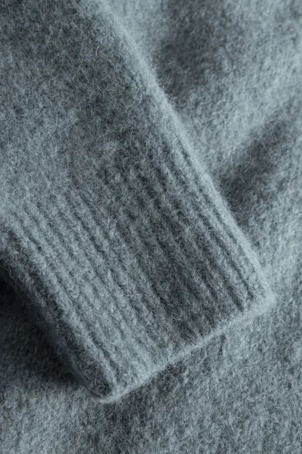 Norse Projects KNITWEAR^Rasmus Relaxed Brushed V-Neck Sweater Mouse Grey