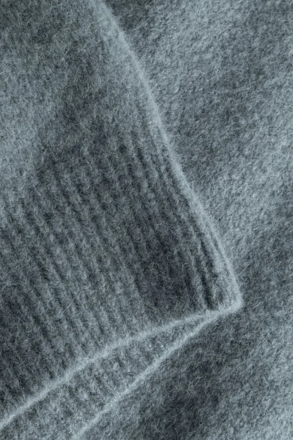 Norse Projects KNITWEAR^Rasmus Relaxed Brushed V-Neck Sweater Mouse Grey