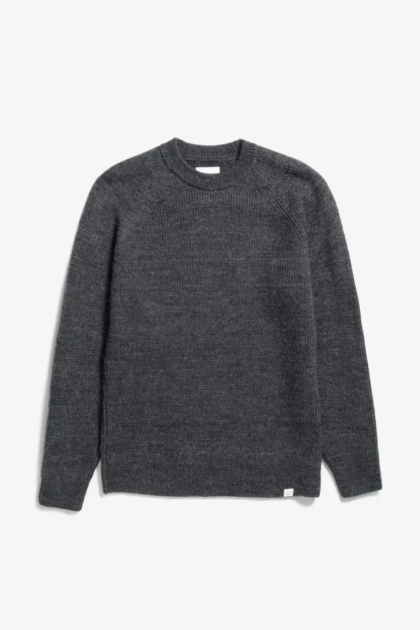 Norse Projects KNITWEAR^Roald Wool Cotton Rib Sweater Dark Grey Melange