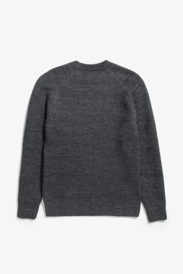 Norse Projects KNITWEAR^Roald Wool Cotton Rib Sweater Dark Grey Melange