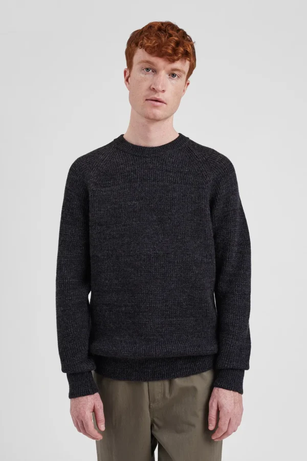 Norse Projects KNITWEAR^Roald Wool Cotton Rib Sweater Dark Grey Melange