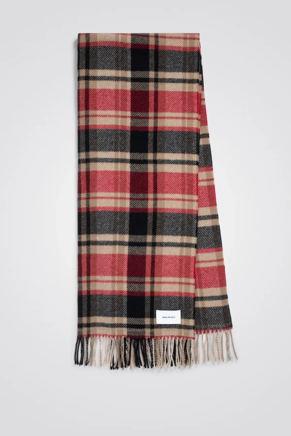 Norse Projects ACCESSORIES^Virgin Wool Checked Scarf Holmen Red