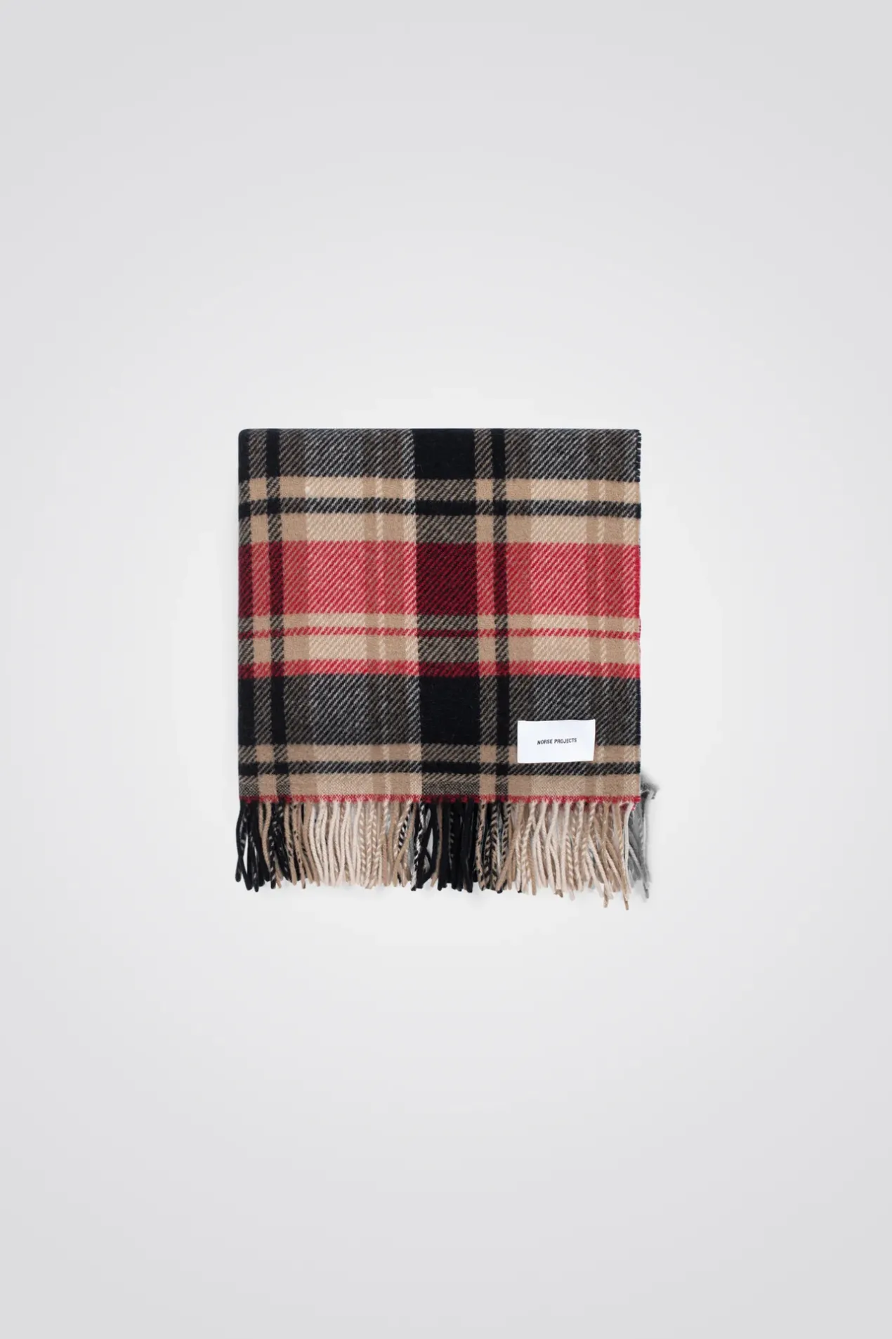 virgin_wool_checked_scarf_1.webp Norse Projects ACCESSORIES^Virgin Wool Checked Scarf Holmen Red