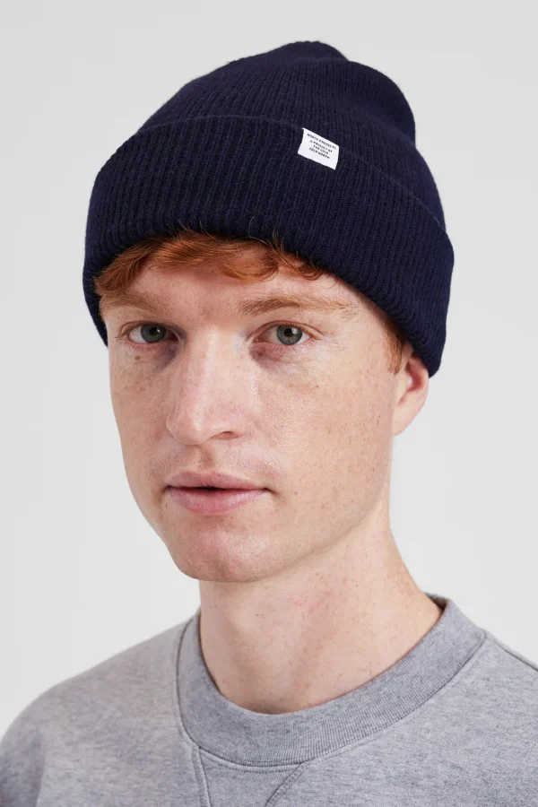Norse Projects BEANIES^Wool Cotton Rib Beanie Dark Navy
